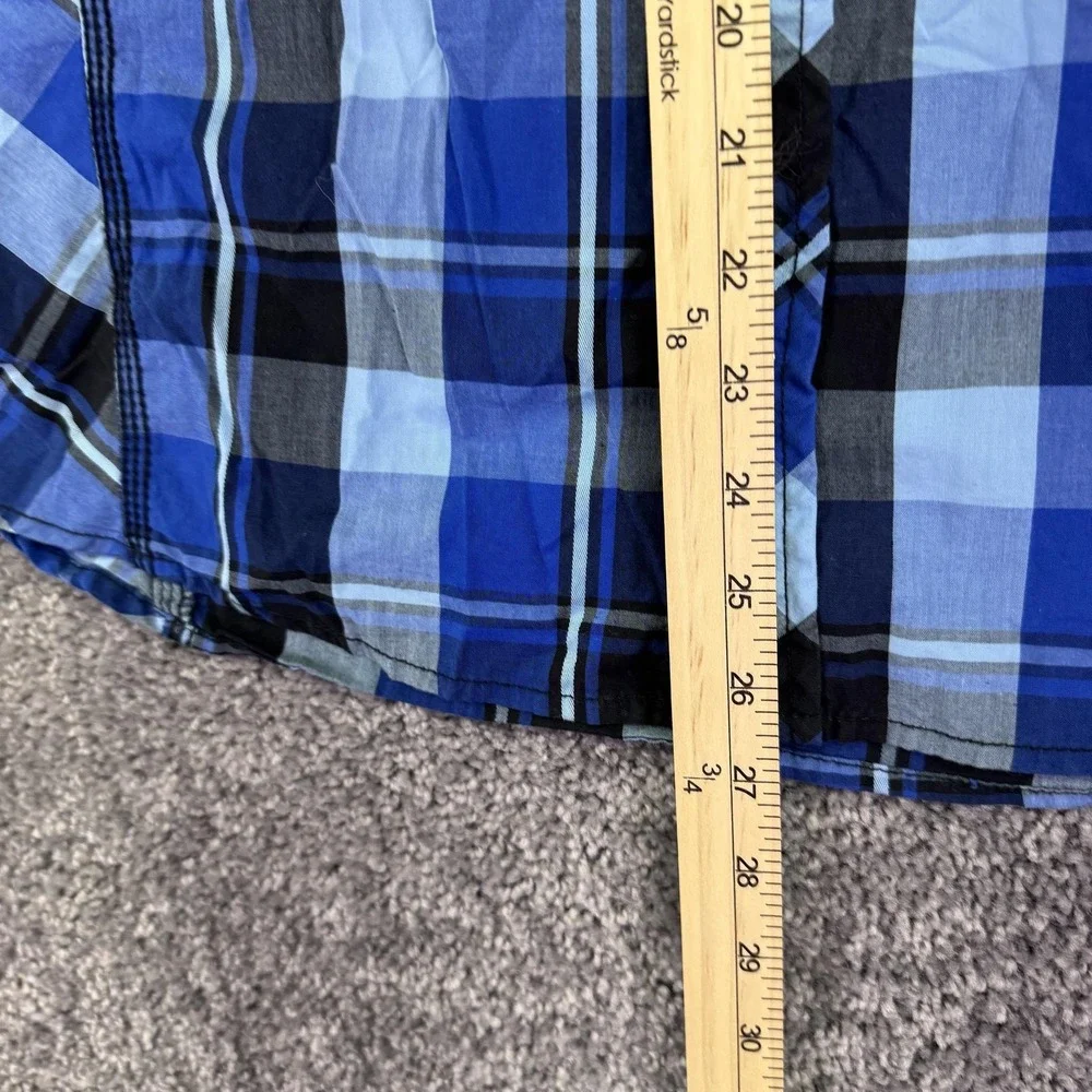 BKE Shirt Boys XL 18-20 Blue Plaid Long Sleeve Snap Button Up Casual Top